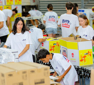 Volunteers organizing emergency supplies